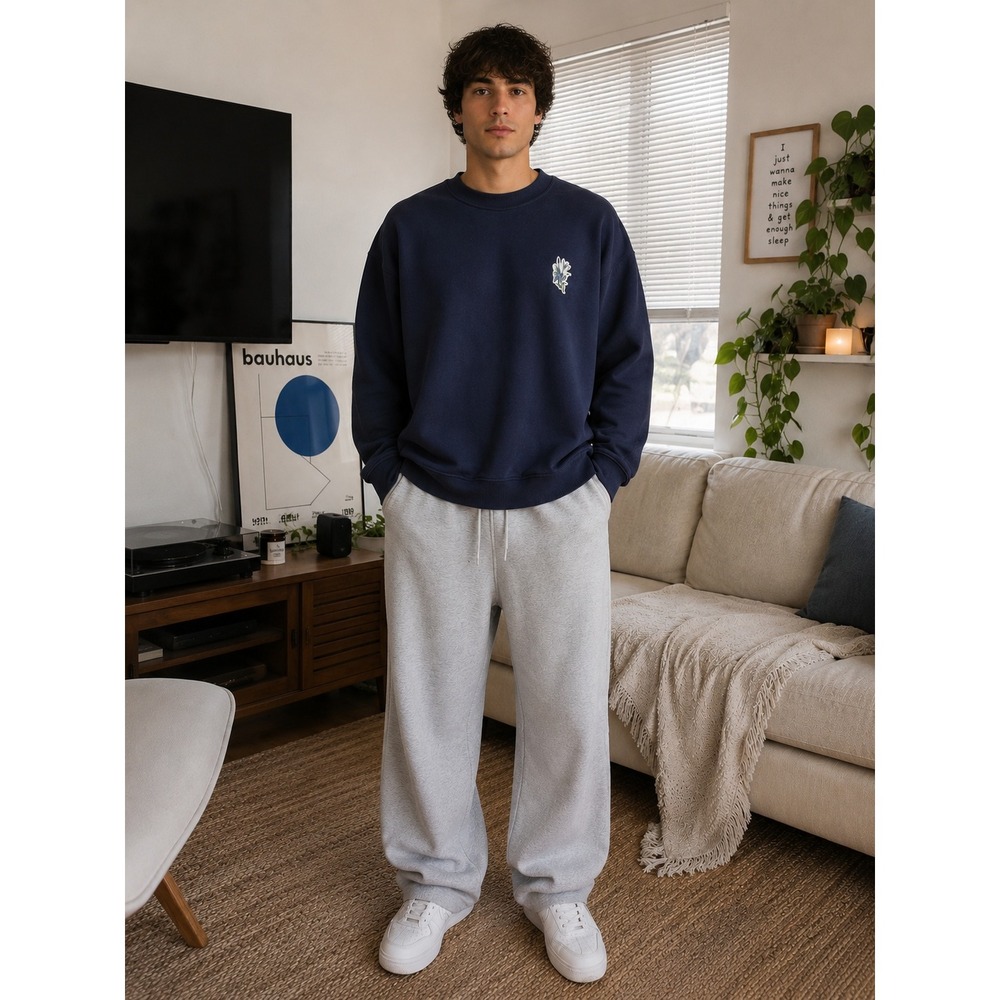 Goodfellow & Co Navy Blue Crewneck Sweatshirt with Embroidered Logo